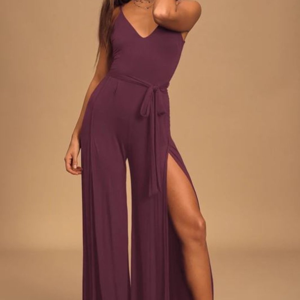Lulu's Plum Purple Jumpsuit with Open Leg